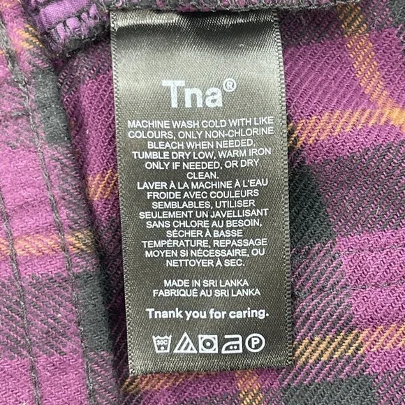 Tna Aritzia Oakwood Organic Cotton Flannel Plaid Pull On Pants Purple - Picture 8 of 12
